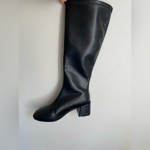 Black faux- leather boots size 7 1/2